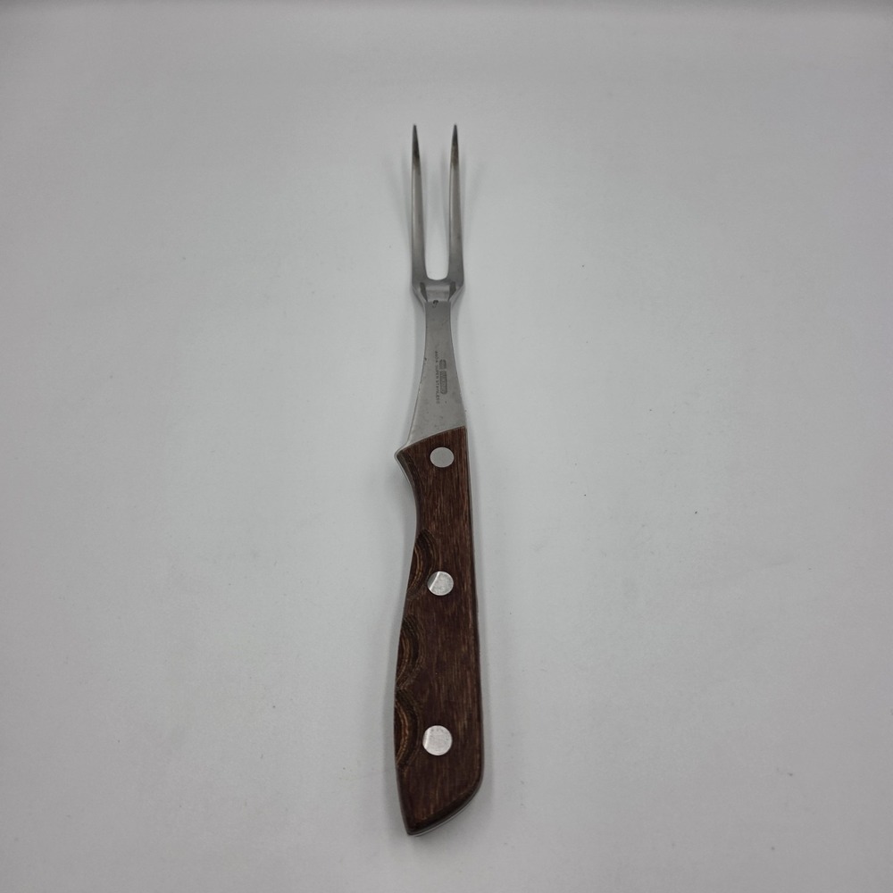Vintage Viking Meat Fork 440-A Wood Handle Super‎ Stainless 457 Japan 11.5"